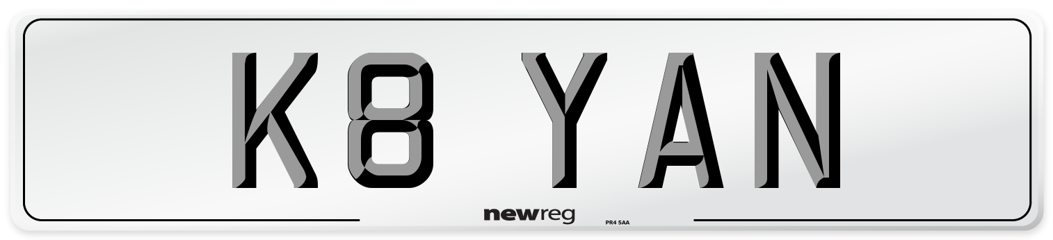 K8 YAN Number Plate from New Reg